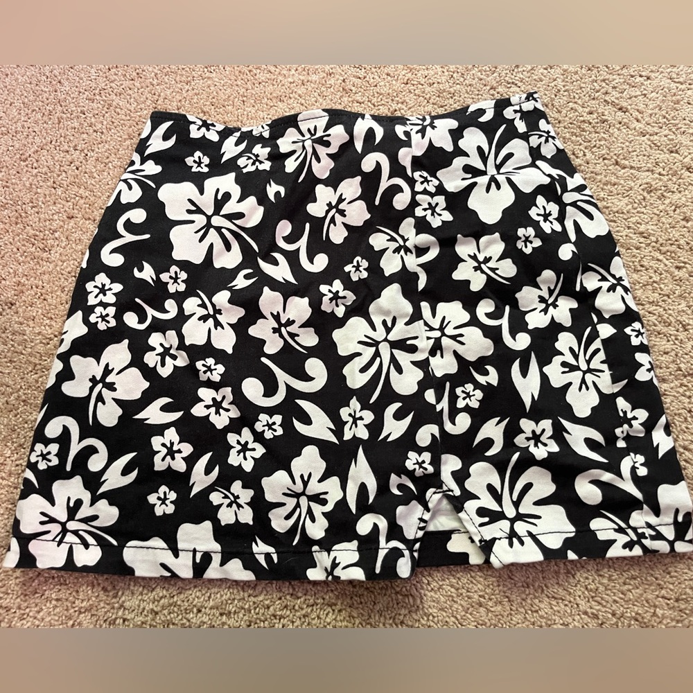 Black and White Floral Skirt